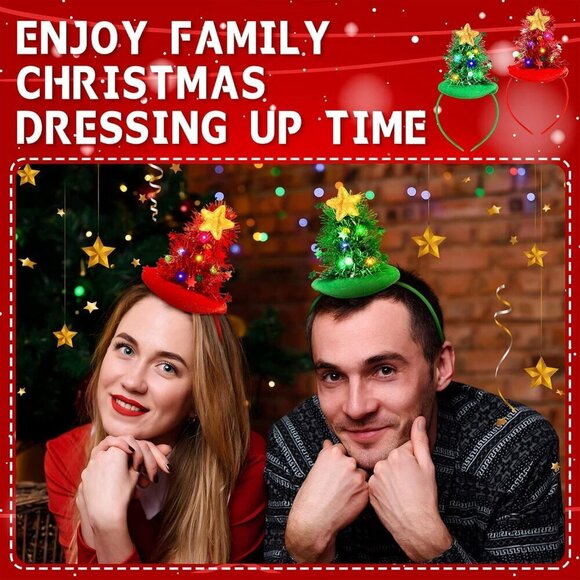 Christmas Light Up Headbands LED Holiday Party Tree Headbands for Women main image 7